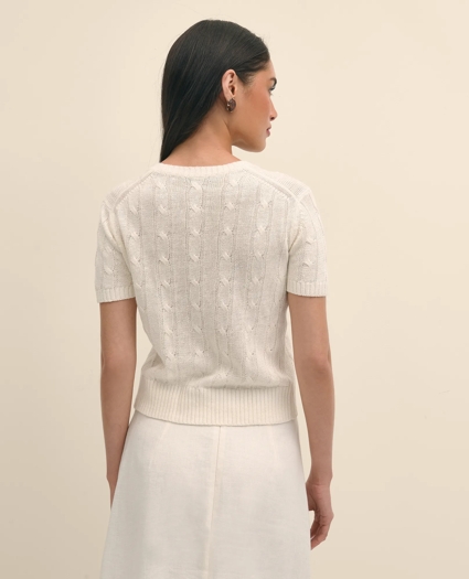 Cable Knit Short-Sleeve Top In Linen, image 4
