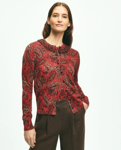 Paisley Beaded Cardigan In Supima® Cotton, image 1