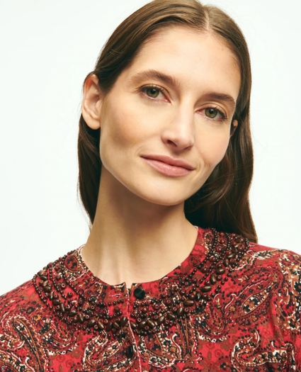 Paisley Beaded Cardigan In Supima® Cotton, image 4