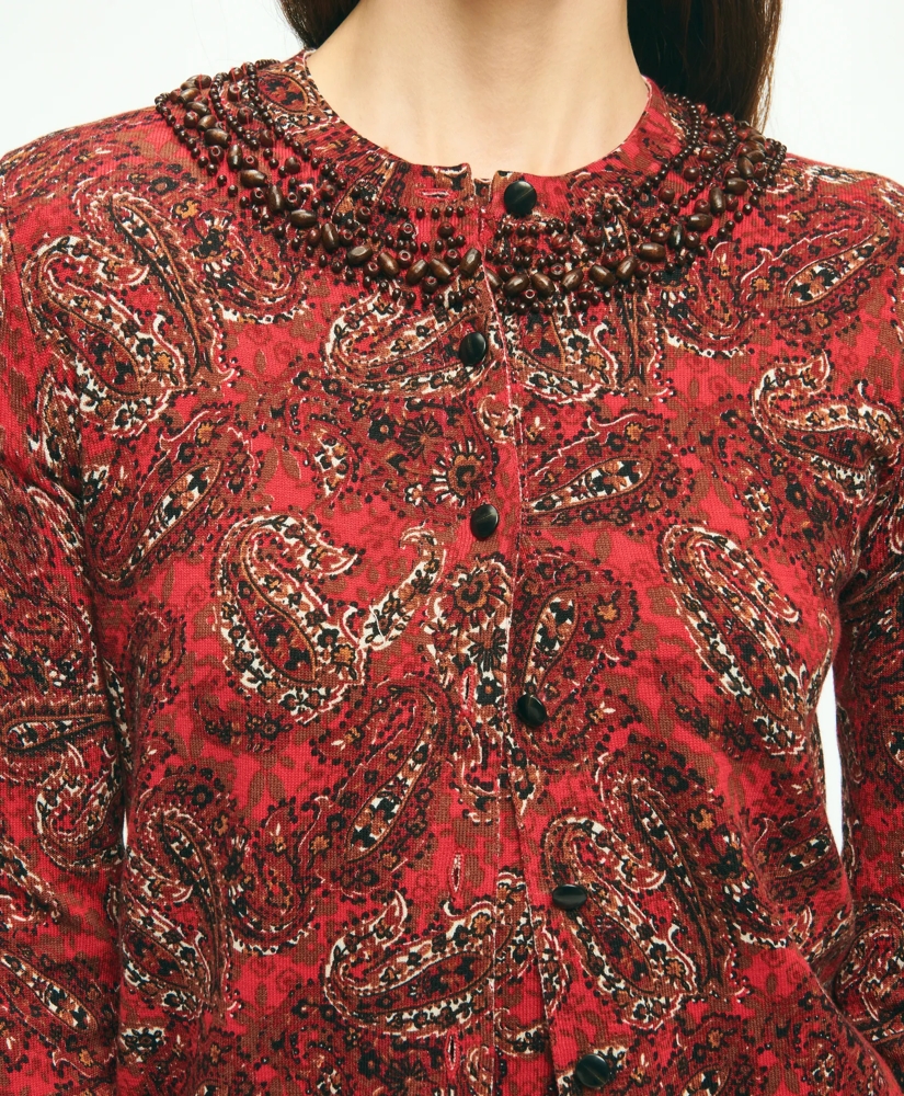 Paisley Beaded Cardigan In Supima® Cotton, image 6