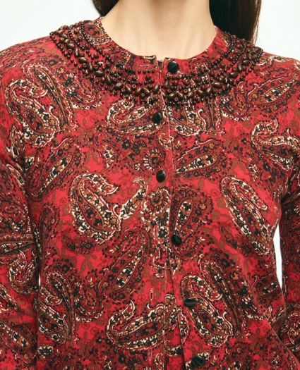 Paisley Beaded Cardigan In Supima® Cotton, image 6