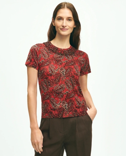 Paisley Beaded Shell In Supima® Cotton, image 1