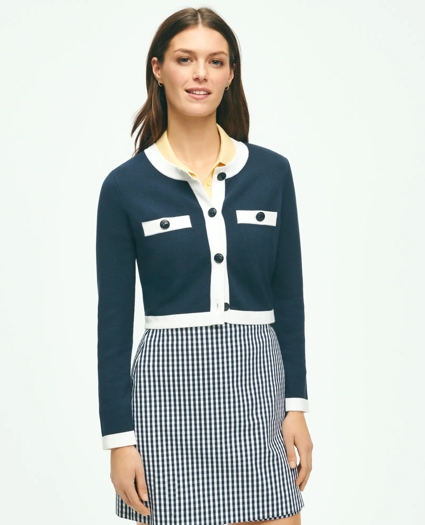 Lady Cardigan With Contrast Tipping, image 1