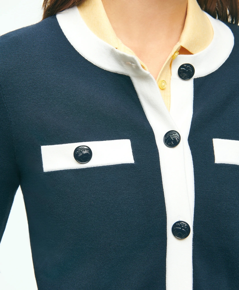 Lady Cardigan With Contrast Tipping, image 3