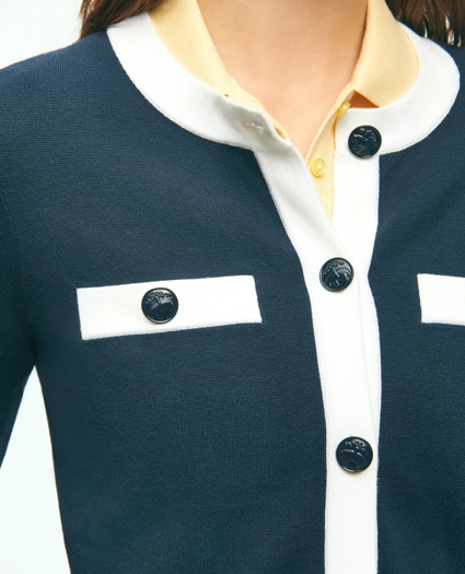 Lady Cardigan With Contrast Tipping, image 3