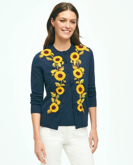 Sunflower Embroidered Cardigan In Supima® Cotton, image 1
