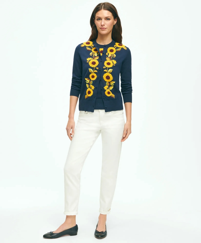Sunflower Embroidered Shell In Supima® Cotton, image 4
