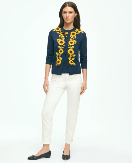 Sunflower Embroidered Shell In Supima® Cotton, image 4