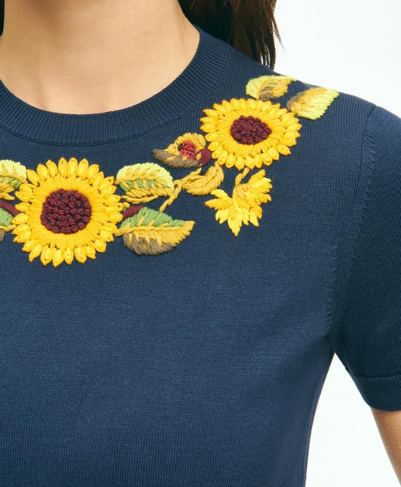 Sunflower Embroidered Shell In Supima® Cotton, image 2