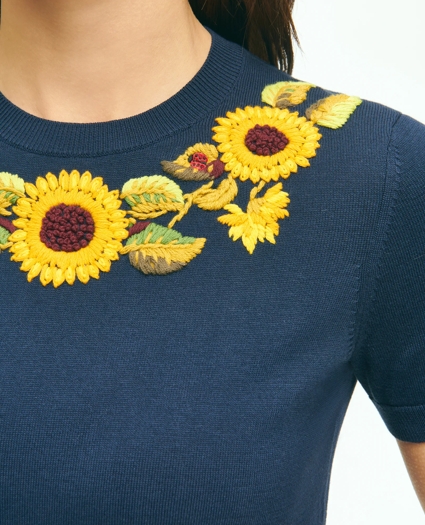 Sunflower Embroidered Shell In Supima® Cotton, image 2