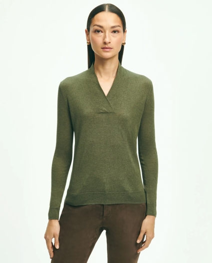 Silk-Cashmere Shawl-Collar Sweater, image 1