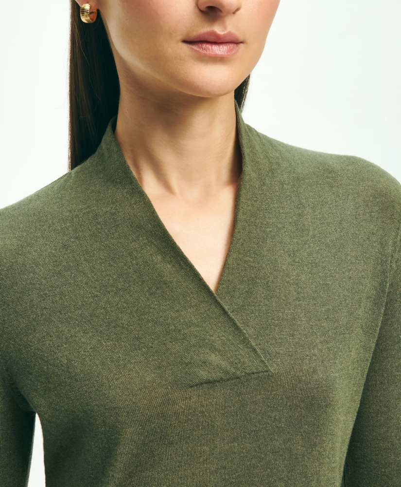 Silk-Cashmere Shawl-Collar Sweater, image 4