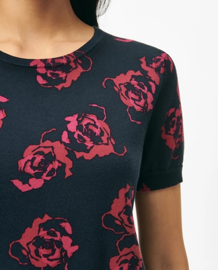 Twinset Rose Short Sleeve Sweater in Cotton Jersey, image 4