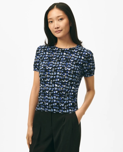Twinset Abstract Short Sleeve Sweater in Cotton Jersey, image 3