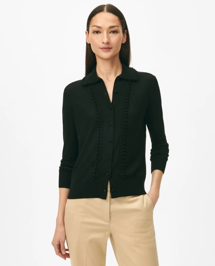 Point Collar Cardigan in Merino Wool, image 1