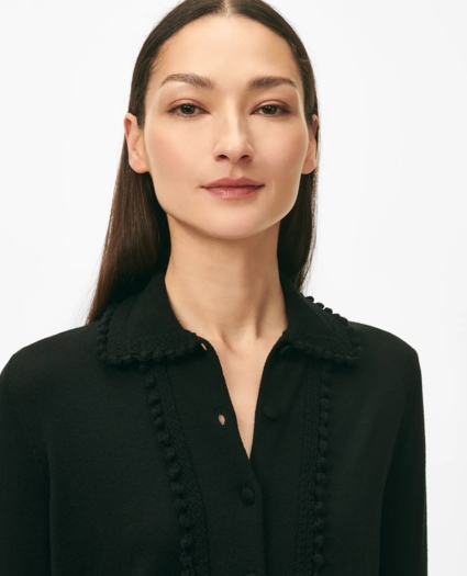 Point Collar Cardigan in Merino Wool, image 2