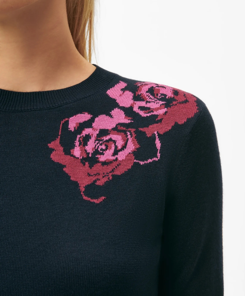 Rose Intarsia Sweater in Silk-Cashmere, image 2