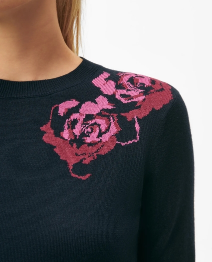 Rose Intarsia Sweater in Silk-Cashmere, image 2