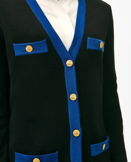 V-Neck Tipped Tunic Cardigan in Wool, image 2