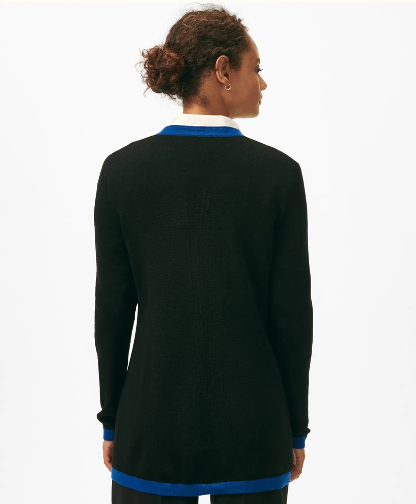 V-Neck Tipped Tunic Cardigan in Wool, image 3