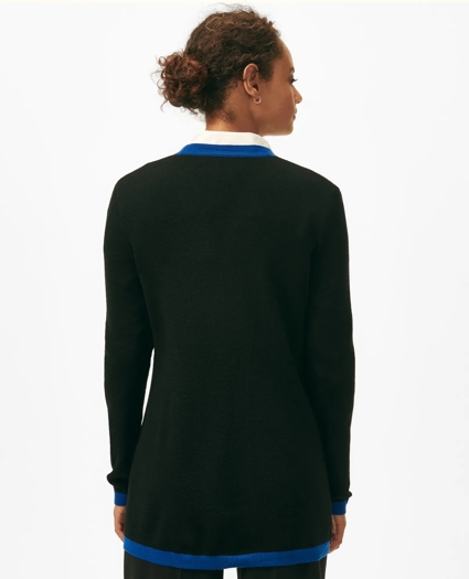 V-Neck Tipped Tunic Cardigan in Wool, image 3