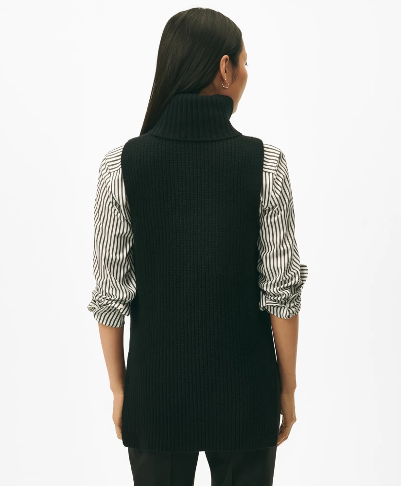 Sleeveless Ribbed Turtleneck Sweater in Wool-Cashmere, image 4