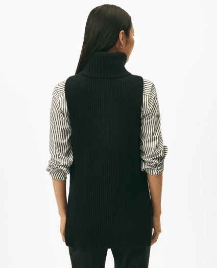 Sleeveless Ribbed Turtleneck Sweater in Wool-Cashmere, image 4