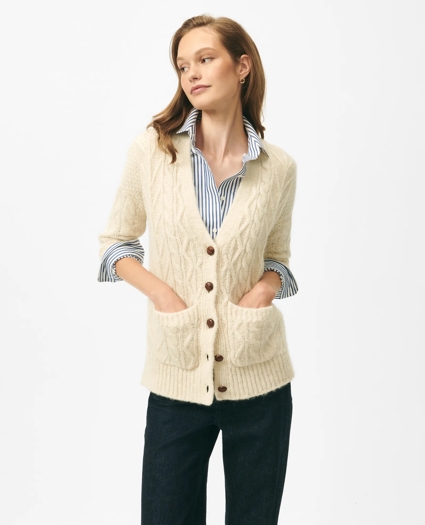 Relaxed Aran Knit Cardigan in Alpaca Blend, image 1