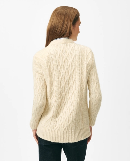 Relaxed Aran Knit Cardigan in Alpaca Blend, image 3