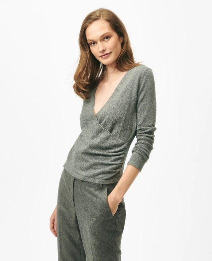 Faux Wrap Sweater in Silk Blend, image 1