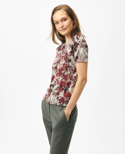 Twinset Short Sleeve Sweater in Floral Silk Blend, image 1