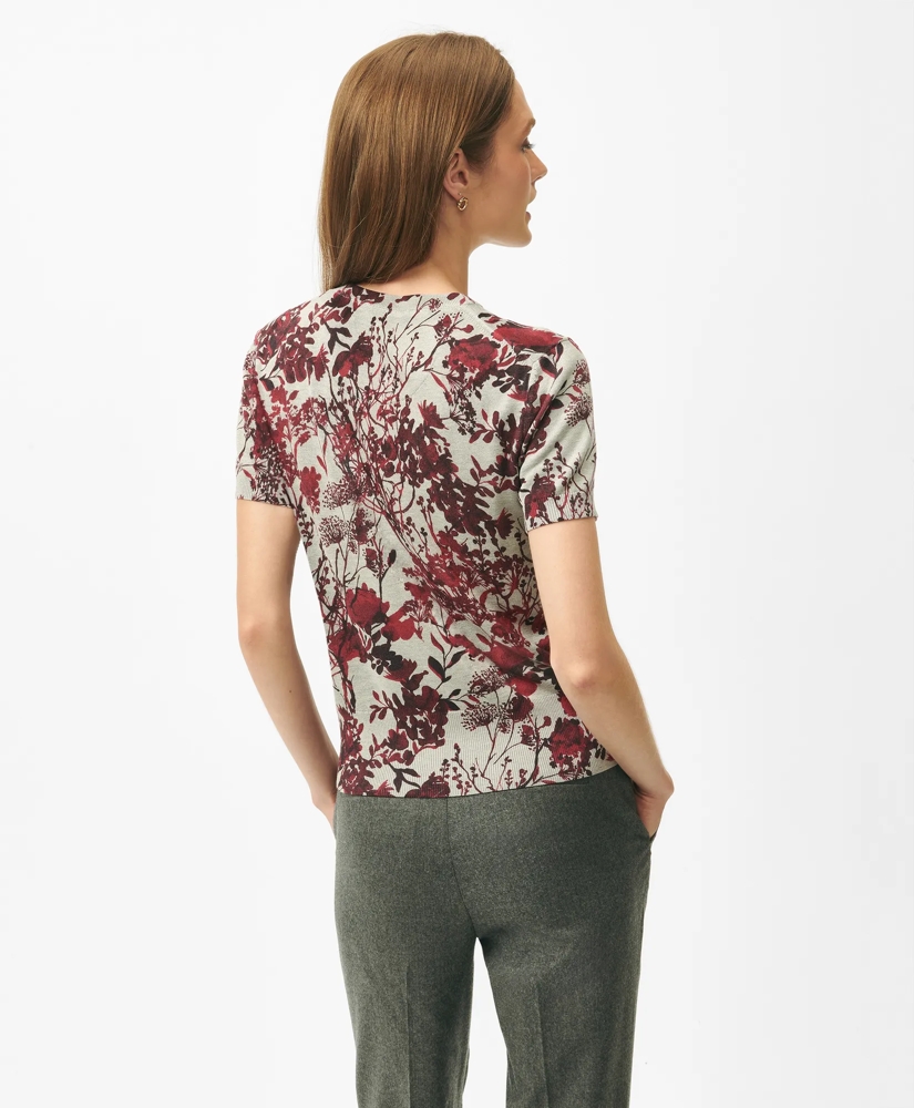 Twinset Short Sleeve Sweater in Floral Silk Blend, image 3