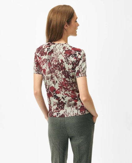 Twinset Short Sleeve Sweater in Floral Silk Blend, image 3