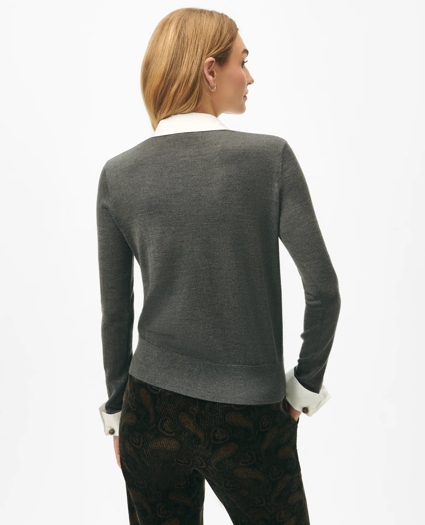 Removable Collar & Cuff Sweater in Fine Merino Wool, image 4