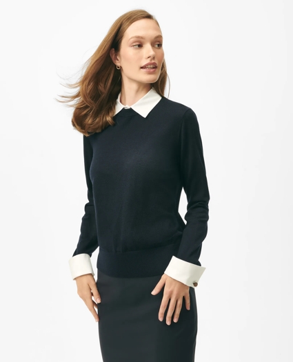 Removable Collar & Cuff Sweater in Fine Merino Wool, image 1