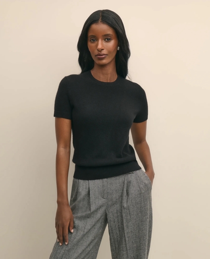 Short-Sleeve Shell Sweater in Cashmere, image 1