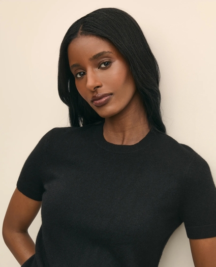 Short-Sleeve Shell Sweater in Cashmere, image 2