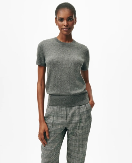 Short-Sleeve Shell Sweater in Cashmere, image 1