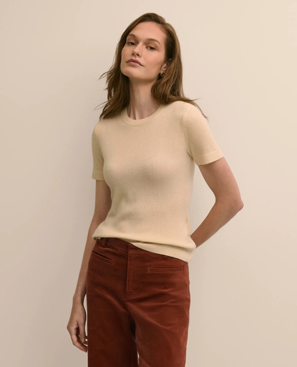 Short-Sleeve Shell Sweater in Cashmere, image 1