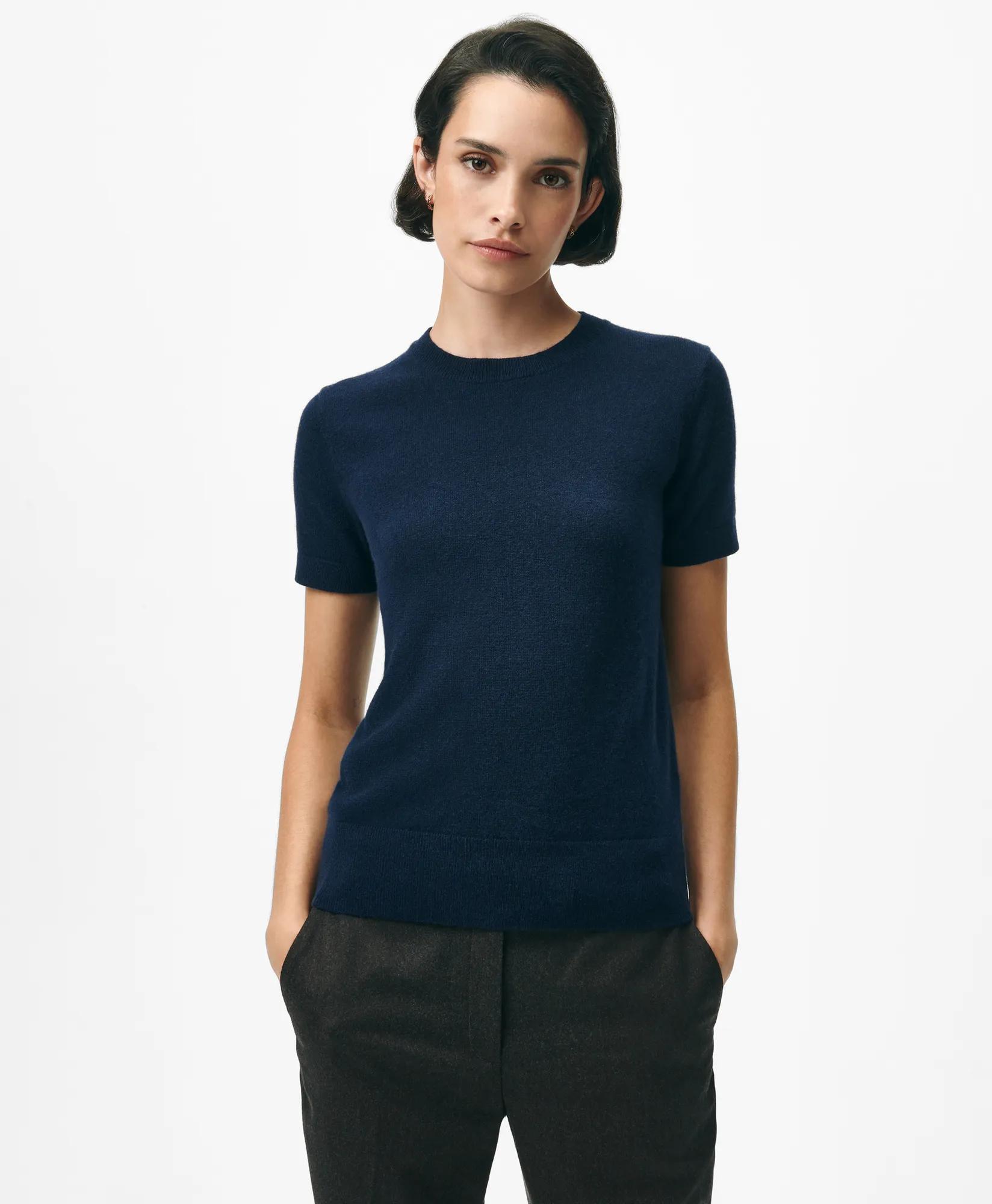 Short-Sleeve Shell Sweater in Cashmere, image 2