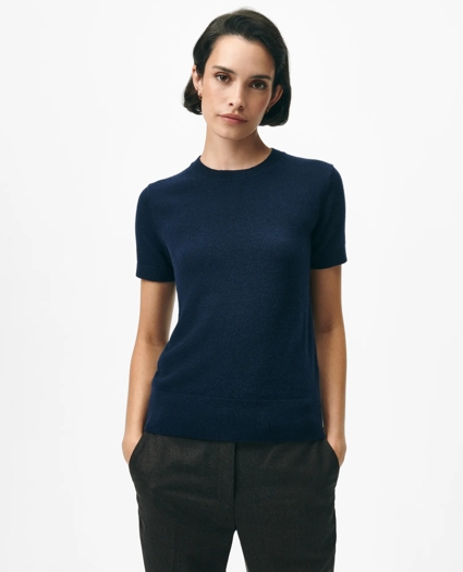 Short-Sleeve Shell Sweater in Cashmere, image 2