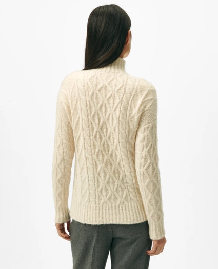 Funnel Neck Aran Sweater in Llama Blend, image 4