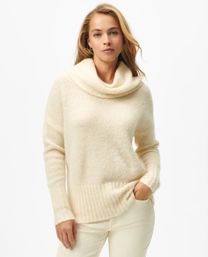 Cowl Neck Brushed Sweater in Alpaca-Wool Blend, image 1