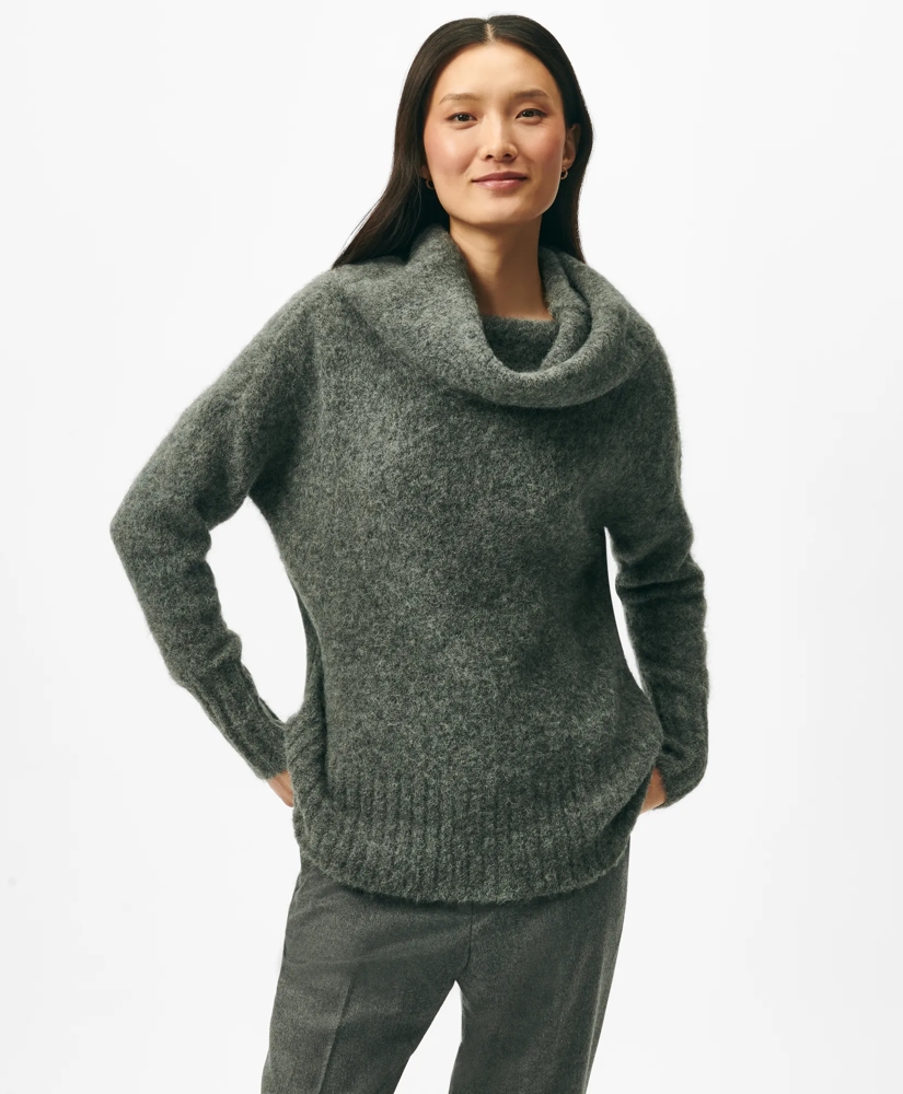 Cowl Neck Brushed Sweater in Alpaca-Wool Blend, image 2
