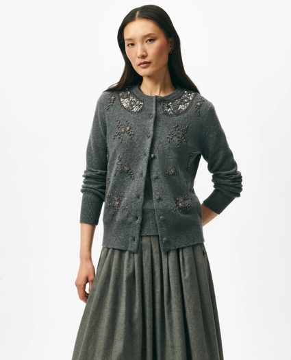 Embellished Twinset Cardigan in Merino Wool, image 4