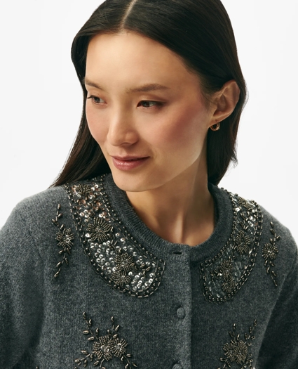 Embellished Twinset Cardigan in Merino Wool, image 3