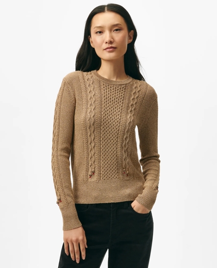 Women's Lunar New Year Shimmer Cable Knit Snake Motif Sweater, image 1