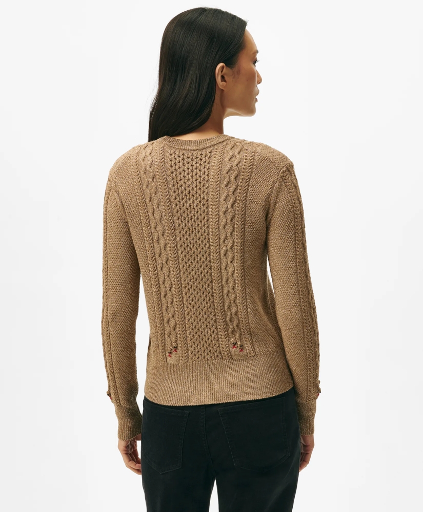 Women's Lunar New Year Shimmer Cable Knit Snake Motif Sweater, image 3
