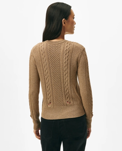 Women's Lunar New Year Shimmer Cable Knit Snake Motif Sweater, image 3