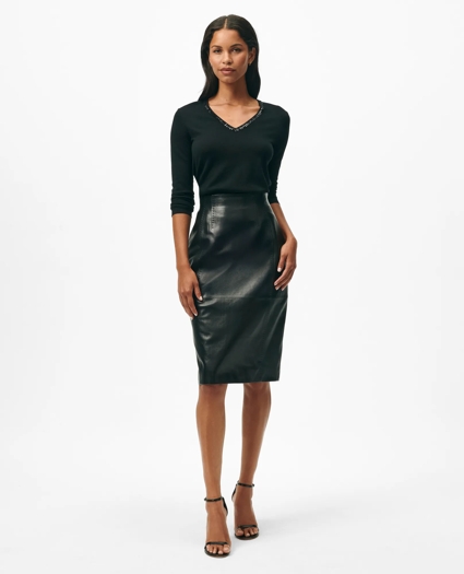 Embellished V-Neck in Fine Merino Wool, image 1